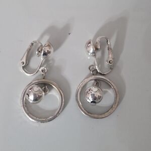 Silvertone Dangly Clip Earrings